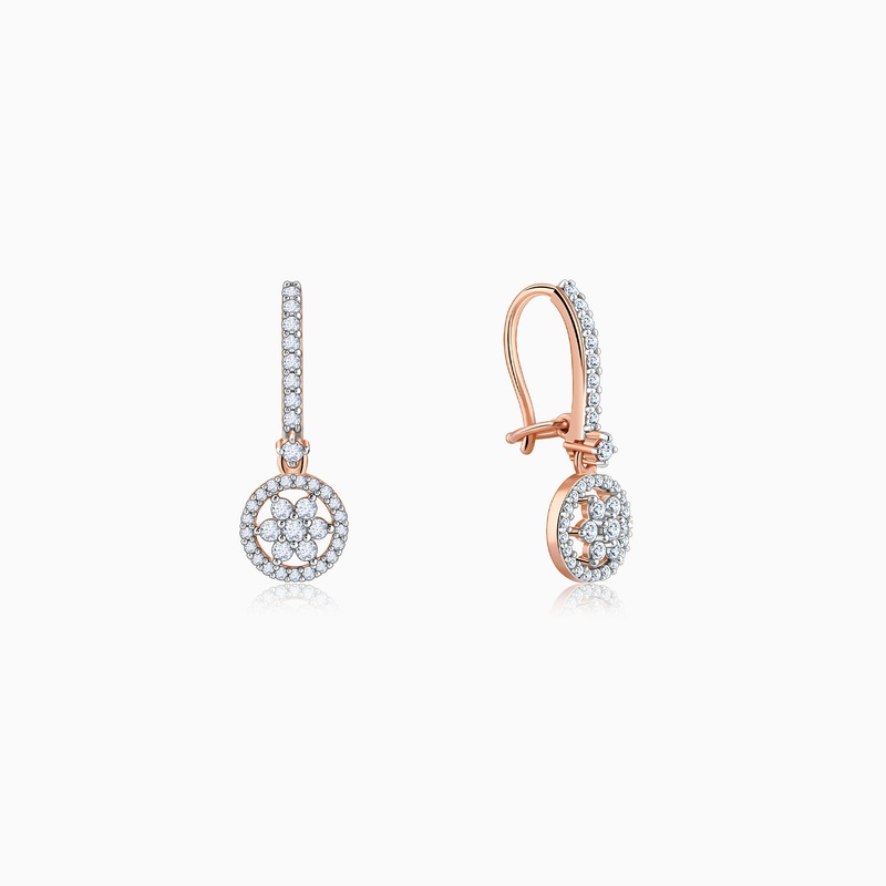 Rose Gold Harmony Solitaire Diamond Drop Earrings