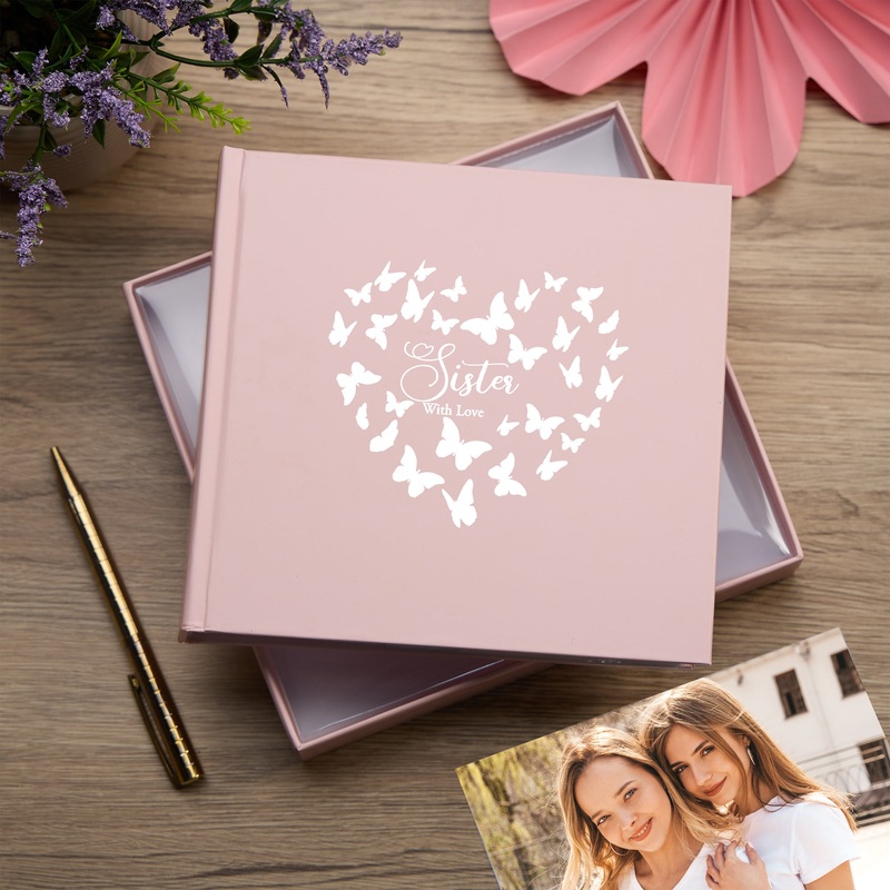 Sister with love Pink Photo Album Gift With Butterflies 50 x 6 x 4 Photos