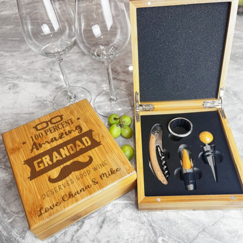 100% Amazing Grandad Deserves Good Wine Personalised Wine Bottle Gift Box Set – The Card Zoo