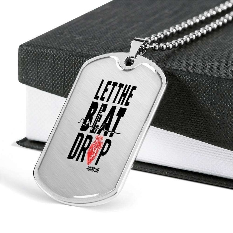 Custom Let The Beat Drop Dog Tag Military Chain Necklace Dog Tag