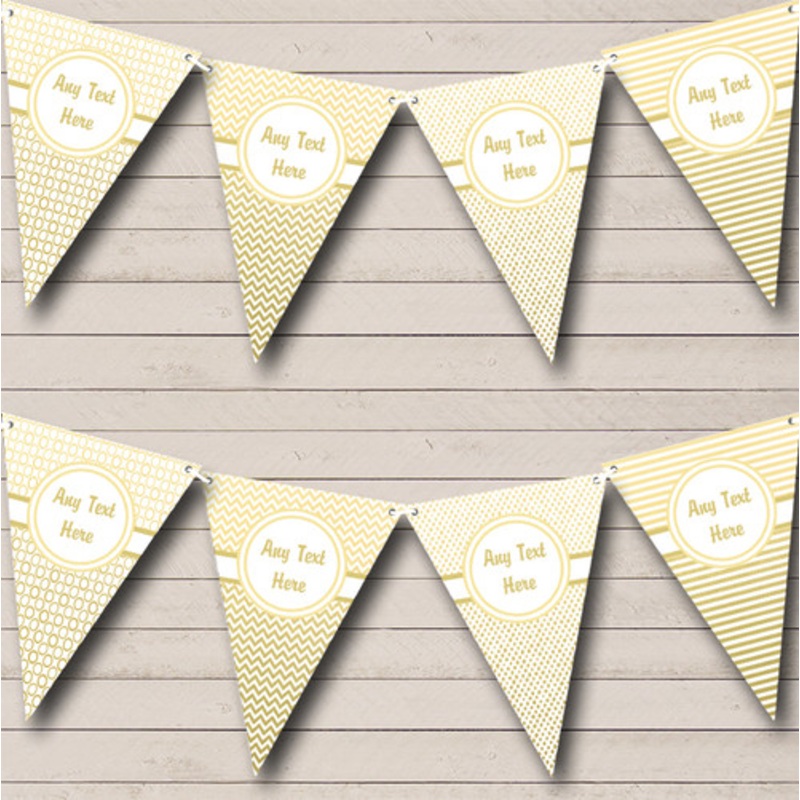 Elegant White And Gold Personalised Birthday Party Bunting – The Card Zoo