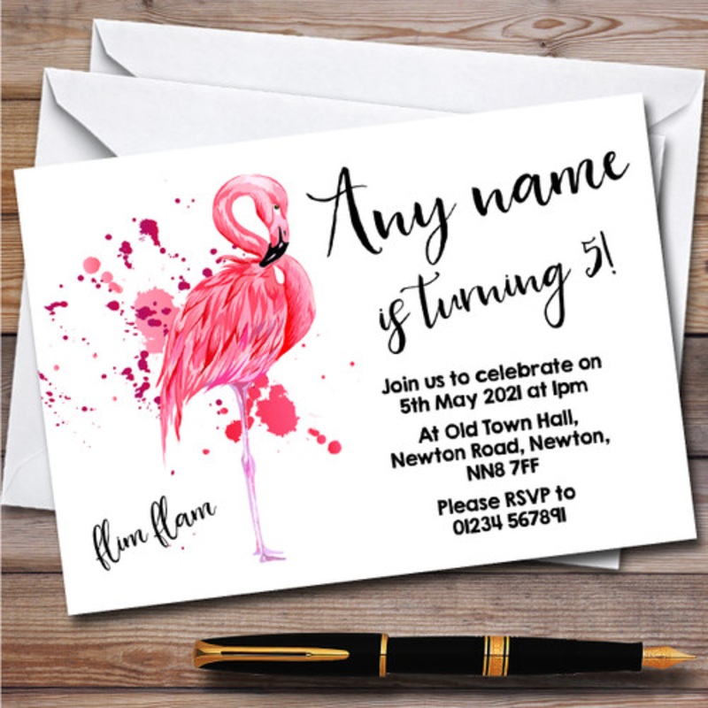 Flamingo YouTuber Flim Flam Splatter Art Children’s Birthday Party Invitations – The Card Zoo