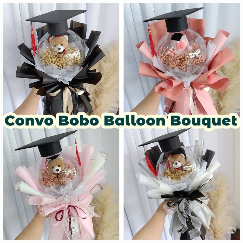 Graduation Convocation Farewell Bobo Balloon Flower Bouquet with Doll and Baby Breath | TTEEN GIFT