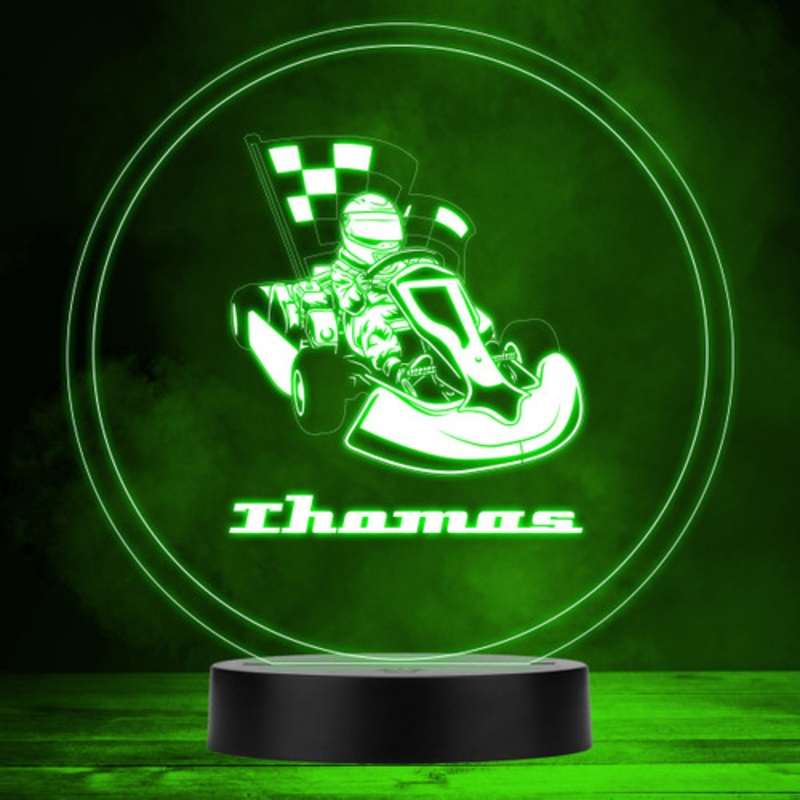 Kart Racing Car Motorsport Fan Round Personalised Gift Multicolour Night Light – The Card Zoo