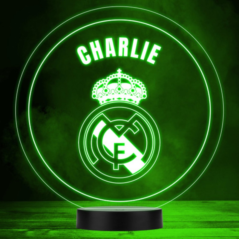 Real Madrid FC Football Club Logo Sports Fan Personalised LED Colour Night Light – The Card Zoo