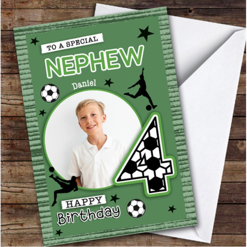 4th Nephew Football Photo Boys Custom Personalised Birthday Card – The Card Zoo
