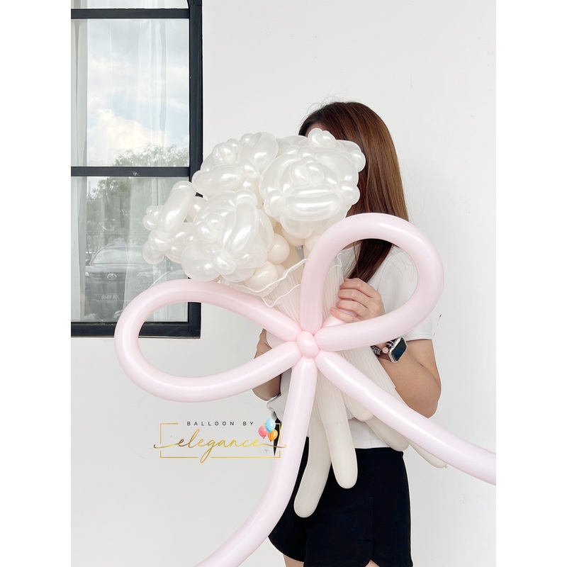 Balloon Flower Bouquet- Premium Roses (6 stalks) (Johor Bahru Delivery Only)
