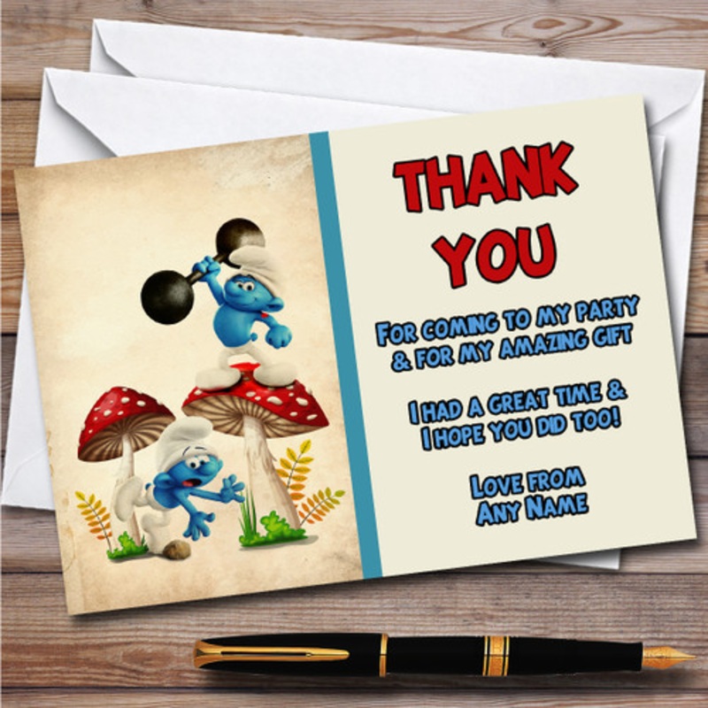 Clumsy Smurfan And Hefty Smurf Children’s Birthday Party Thank You Cards – The Card Zoo