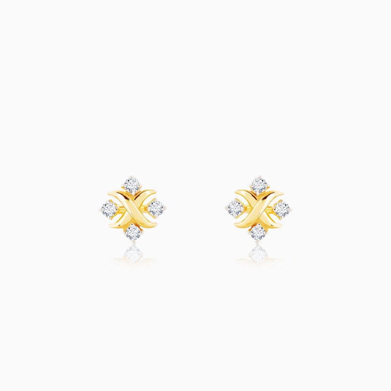 Gold Classic Charm Diamond Stud Earrings