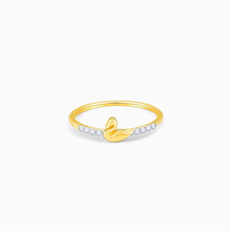 Gold Flaunting Swan Diamond Ring