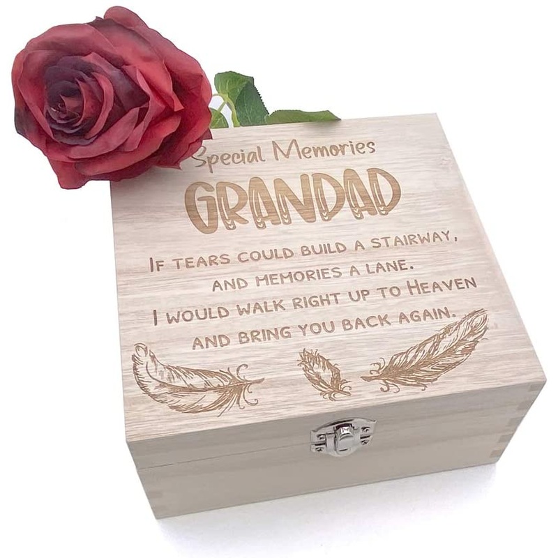 Grandad In Loving Memory Engraved Wooden Keepsake Box Gift