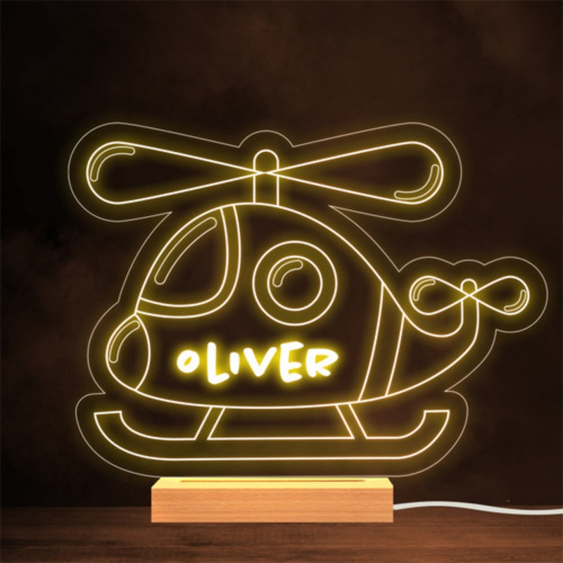 Kids Helicopter Personalised Gift Lamp Night Light – The Card Zoo