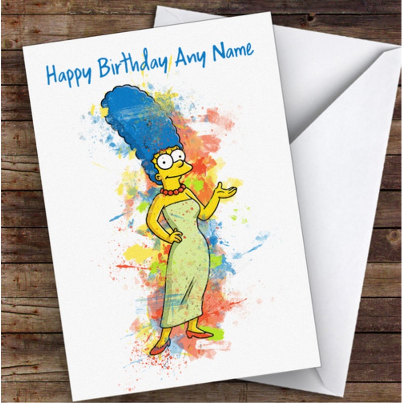 Marge Simpson Watercolour Splatter The Simpsons Children’s Kids Birthday Card – The Card Zoo