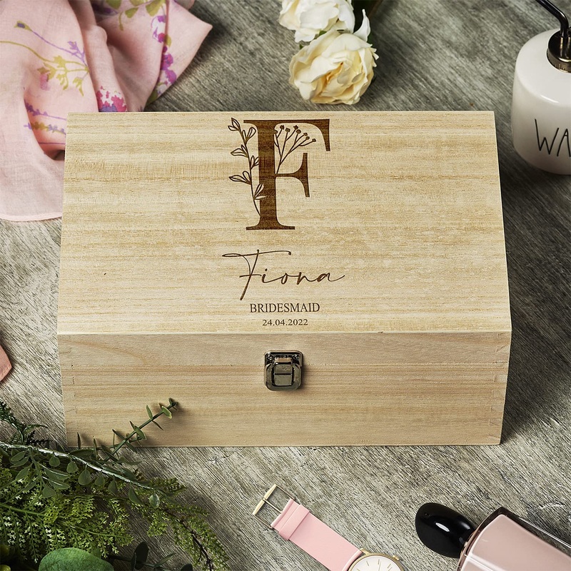 Personalised Bridesmaid, Wedding Role Large Keepsake Memory Box Engraved
