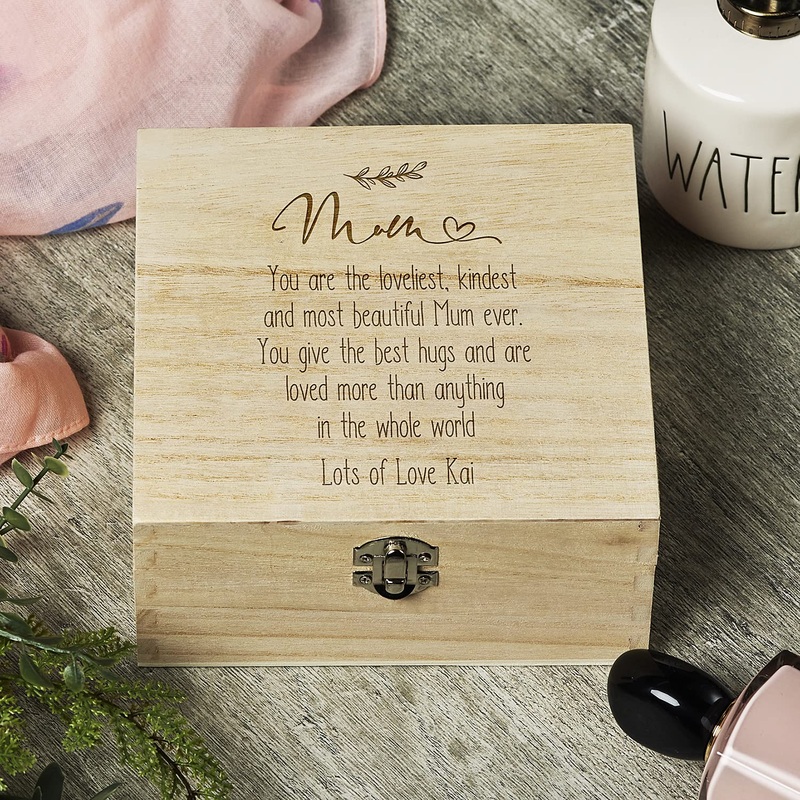 Personalised Mum Sentiment Wooden Keepsake Box Gift Engraved