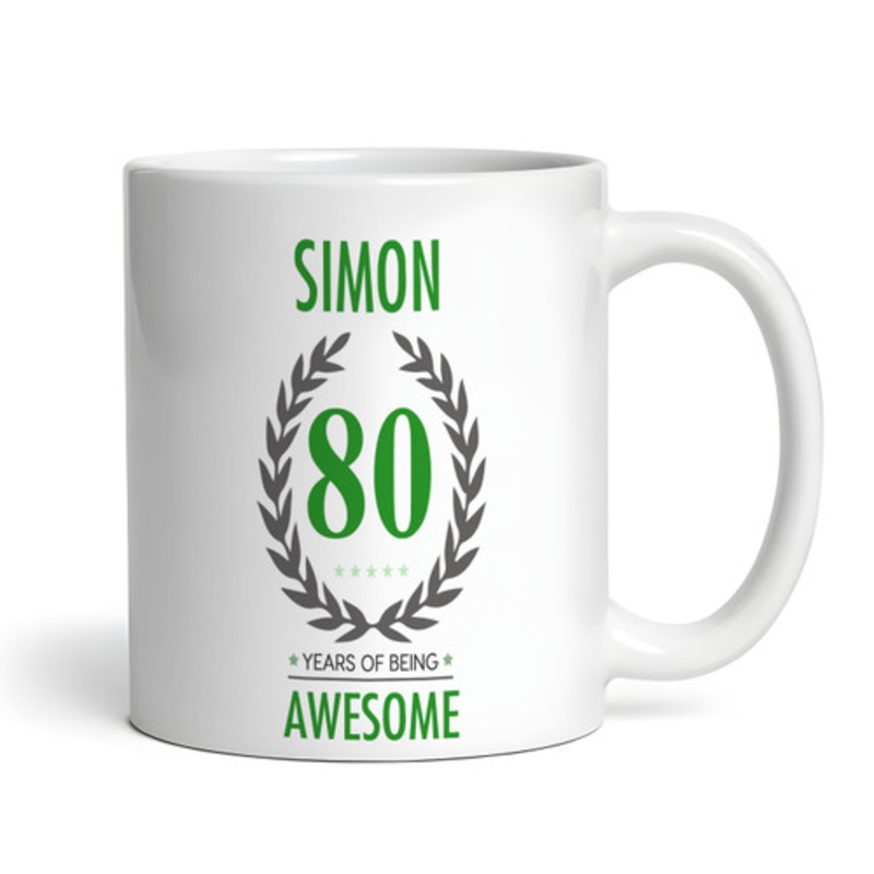 80th Birthday Gift For Man Green Male Mens 80 Birthday Present Personalised Mug – The Card Zoo