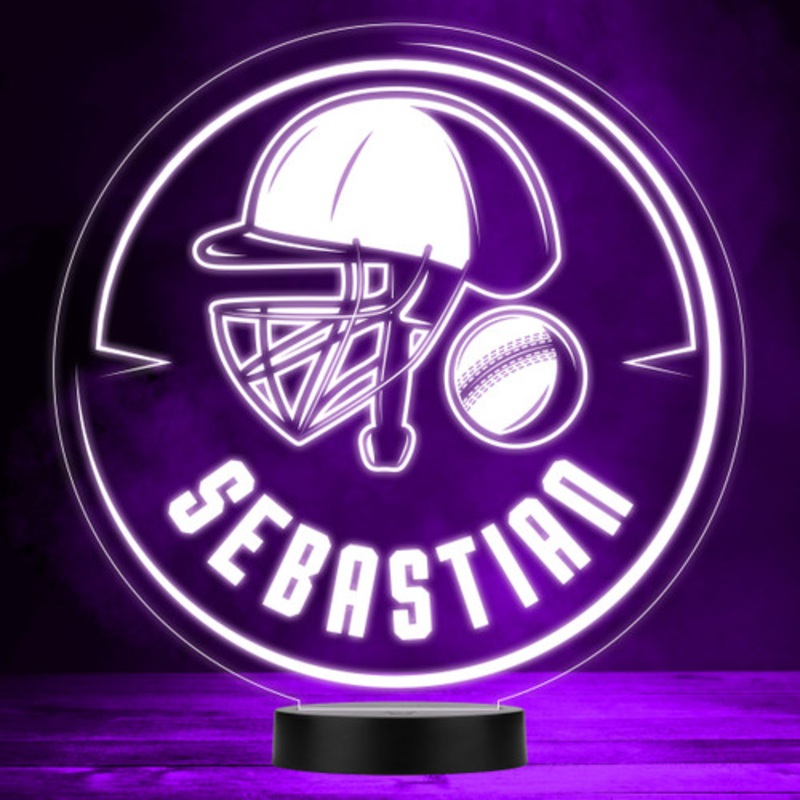 Cricket Helmet and Ball Sports Fan Personalised Gift Colour Changing Night Light – The Card Zoo