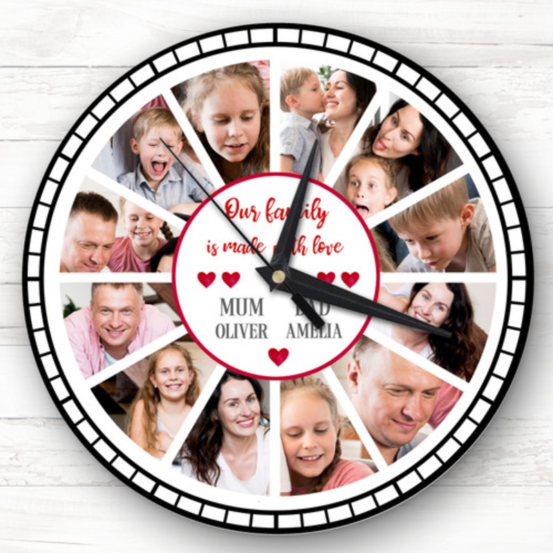 Family Made With Love Photo Gift Custom Gift Personalised Clock – The Card Zoo