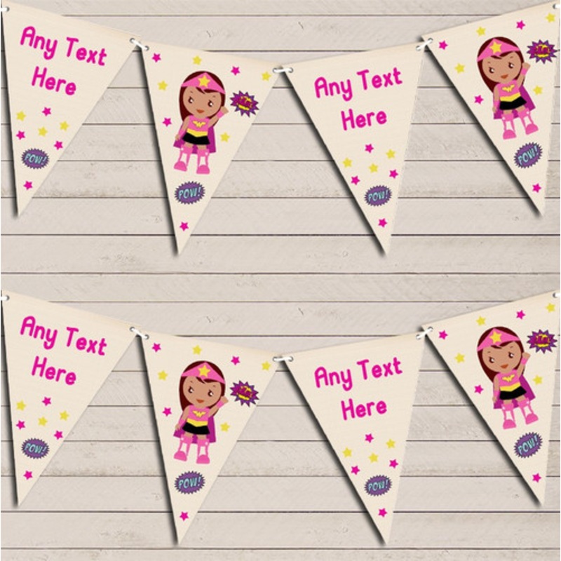 Girls Superhero Comic Children’s Birthday Bunting Garland Party Banner – The Card Zoo