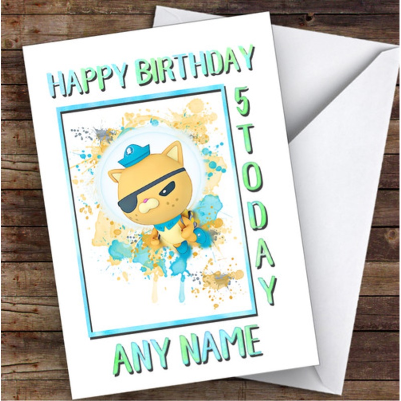 Octonauts Kwazii Splatter Art Children’s Kids Personalised Birthday Card – The Card Zoo
