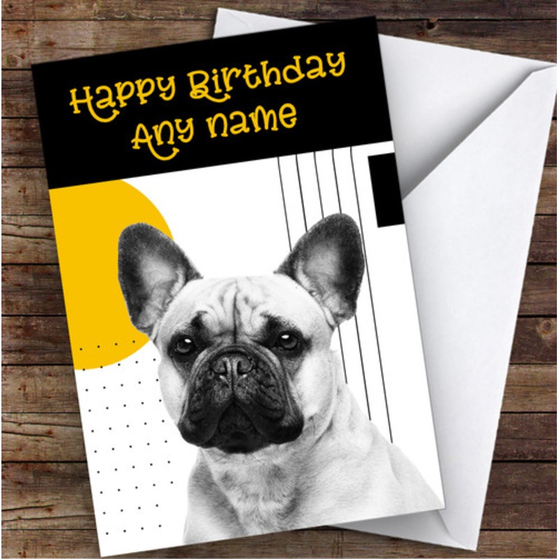 Abstract French Bulldog Dog Geometric Shapes Personalised Birthday Card – The Card Zoo