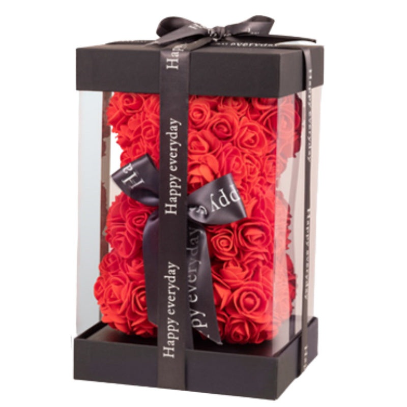 Artificial Mini Rose Bear In Boxes  (Klang Valley Delivery Only)
