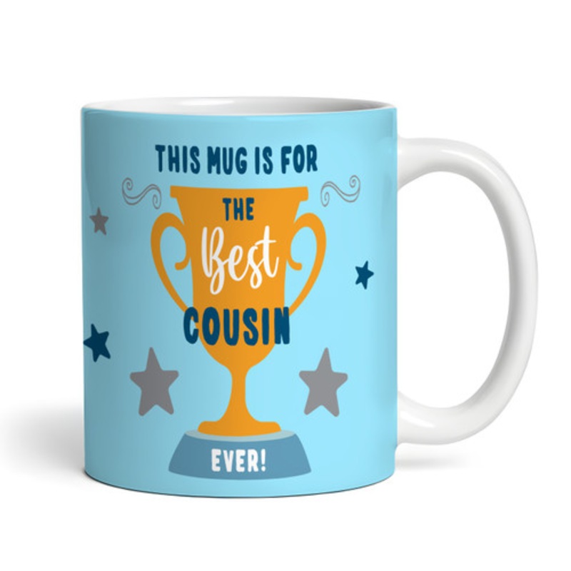 Best Cousin Gift Trophy Photo Blue Tea Coffee Personalised Mug – The Card Zoo