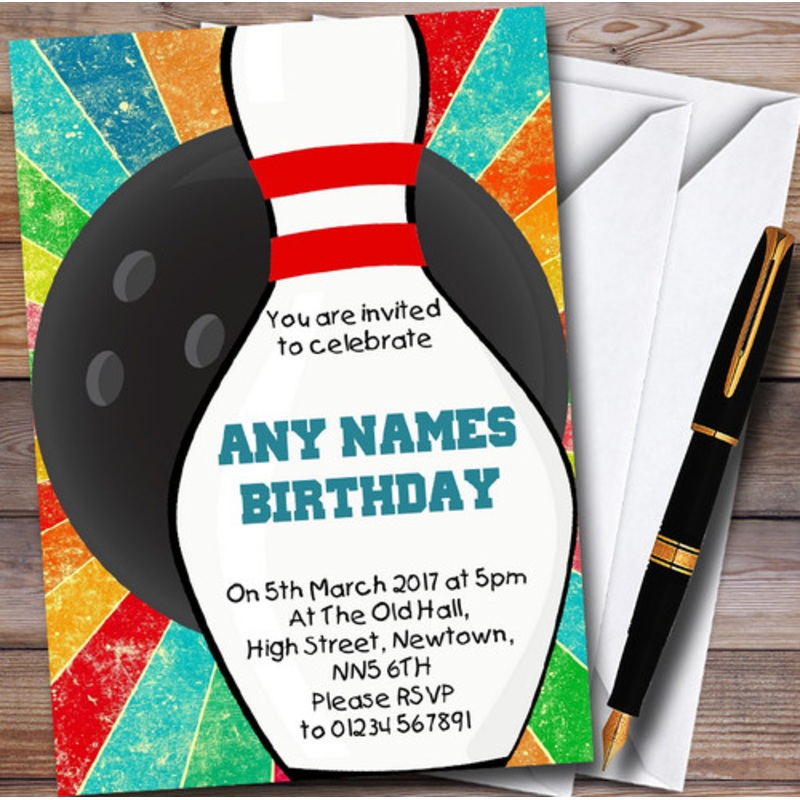 Bowling Ball Coloured Personalised Children’s Party Invitations – The Card Zoo