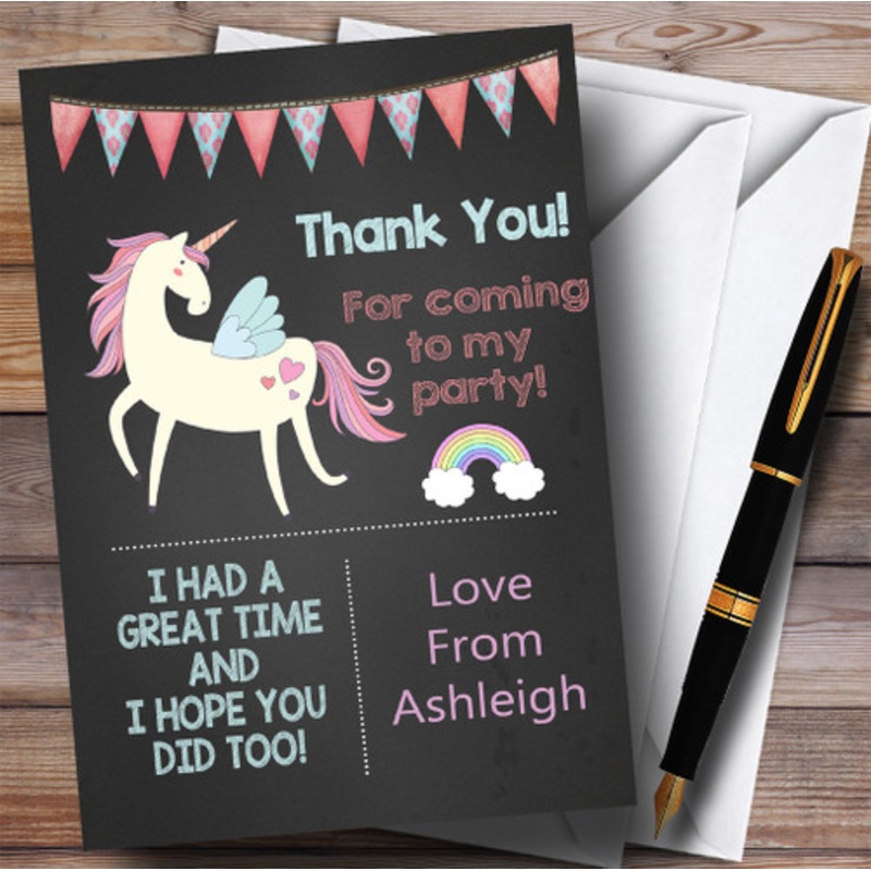 Chalk Bunting Unicorn Party Thank You Cards – The Card Zoo