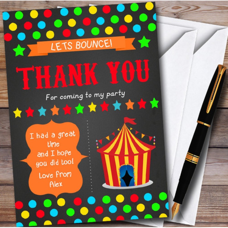 Chalk Style Circus Personalised Children’s Birthday Party Thank You Cards – The Card Zoo