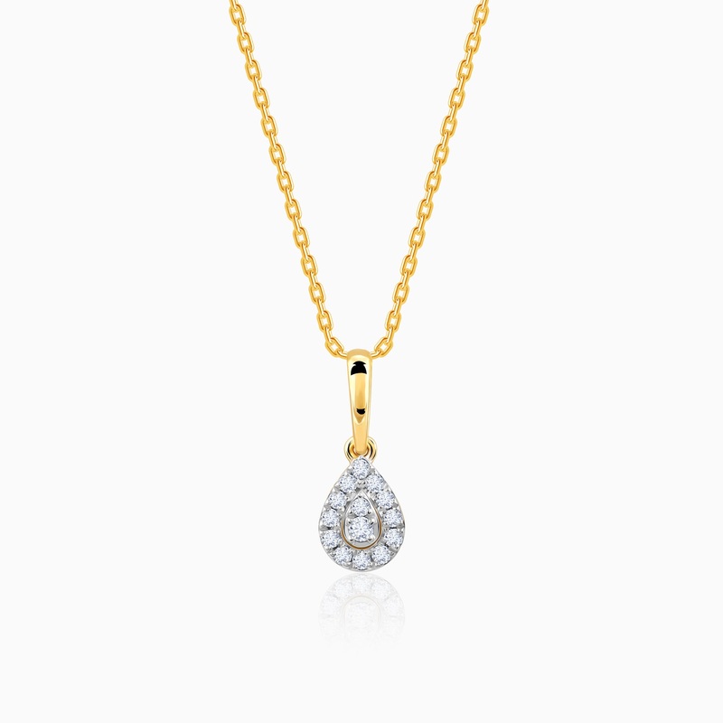 Gold Embellish Lab Grown Diamond Teardrop Pendant