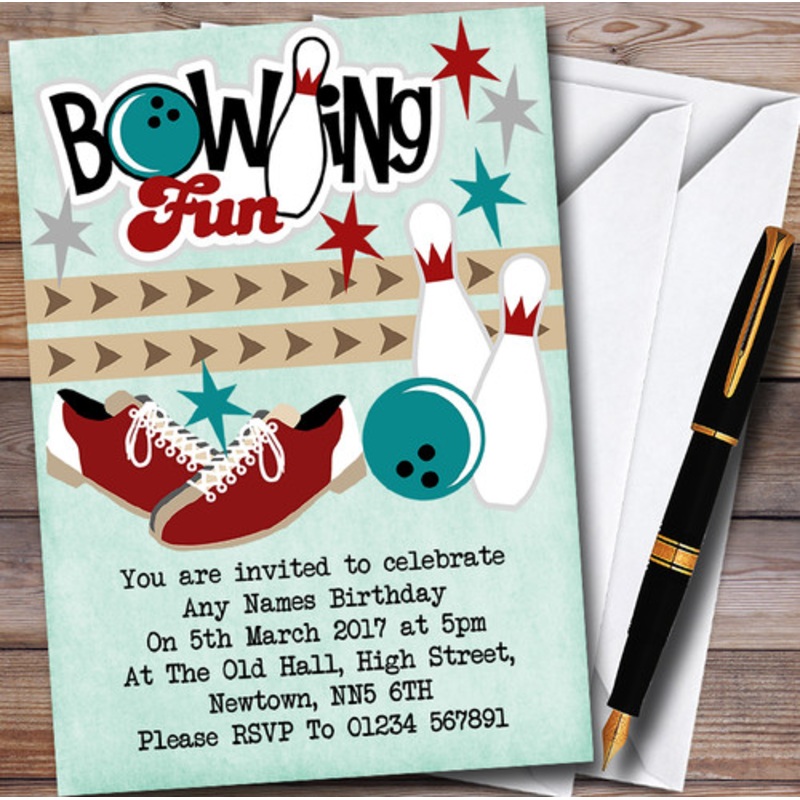 Green Bowling Fun Personalised Children’s Party Invitations – The Card Zoo