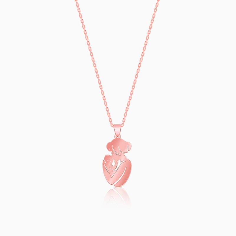 Rose Gold Mom’s Embrace Pendant With Link Chain