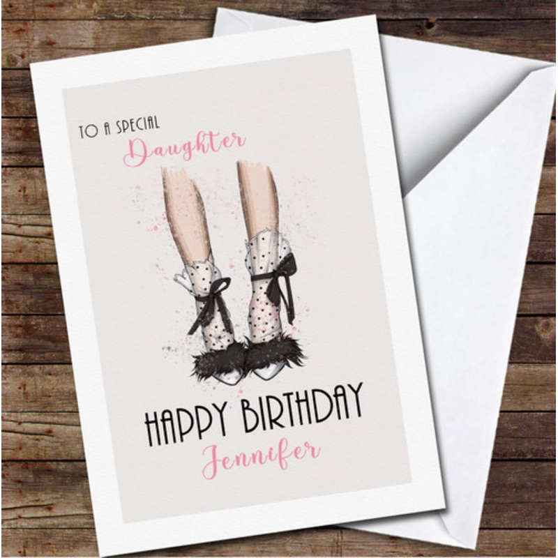 Special Daughter Birthday Stylish Shoes and Lace Socks Personalised Birthday Card – The Card Zoo