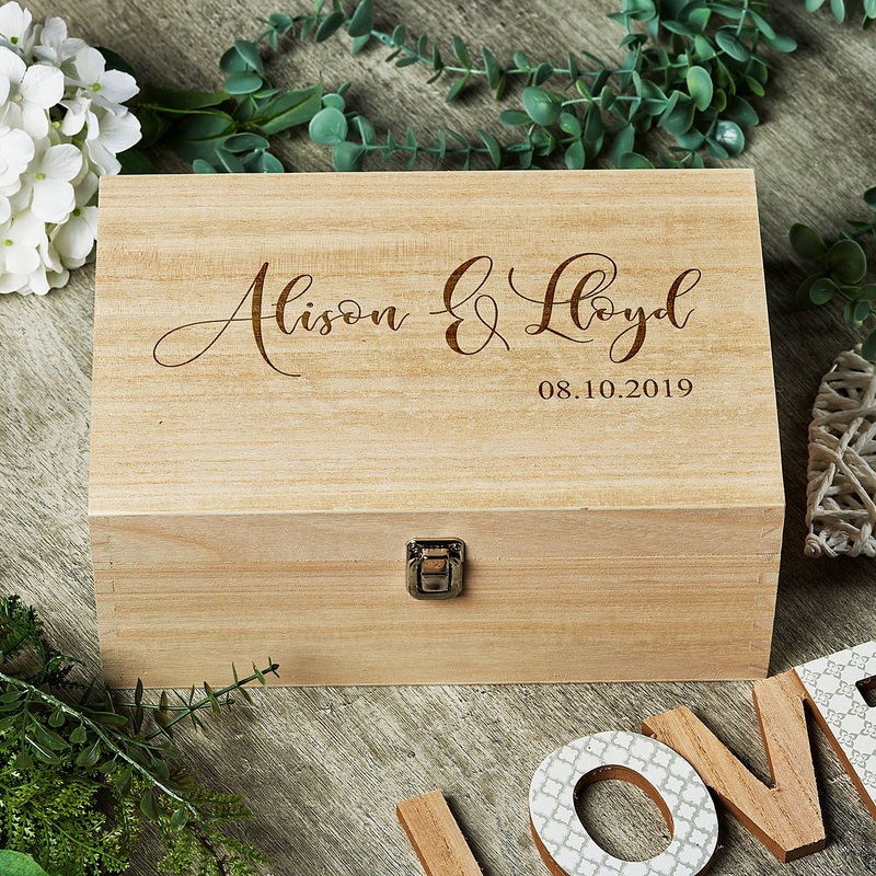 Wooden Personalised Keepsake Memory Box Box Wedding Anniversary