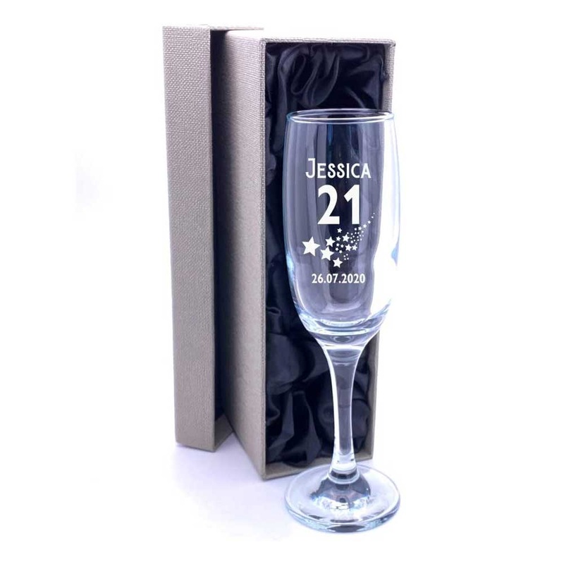 21st Birthday Gift – Personalised Champagne Flute With Gift Box