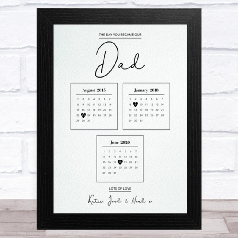 Calendar Three Children Day You Became Dad Personalised Father’s Day Gift Print – The Card Zoo