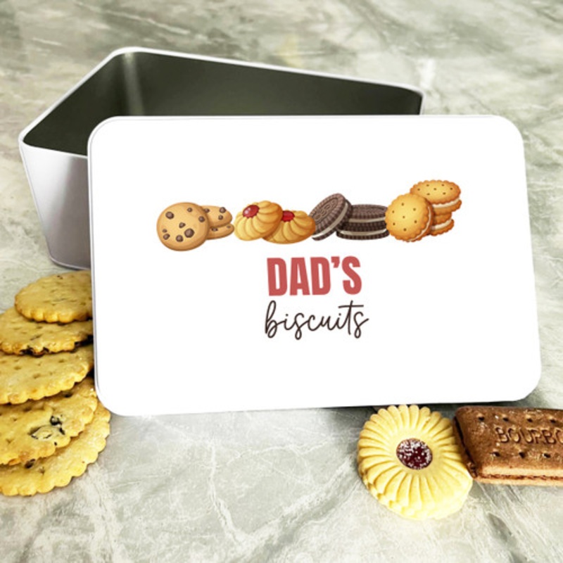 Dad’s Biscuits Rectangle Personalised Biscuit Tin – The Card Zoo