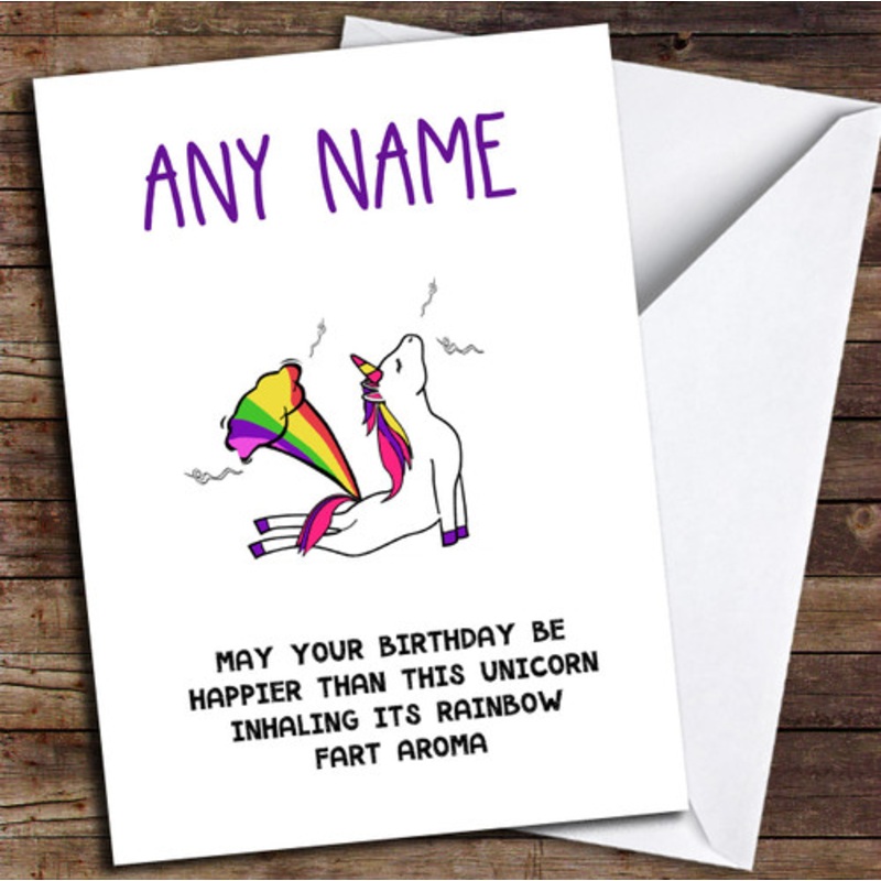 Funny Joke Unicorn Fart Personalised Birthday Card – The Card Zoo