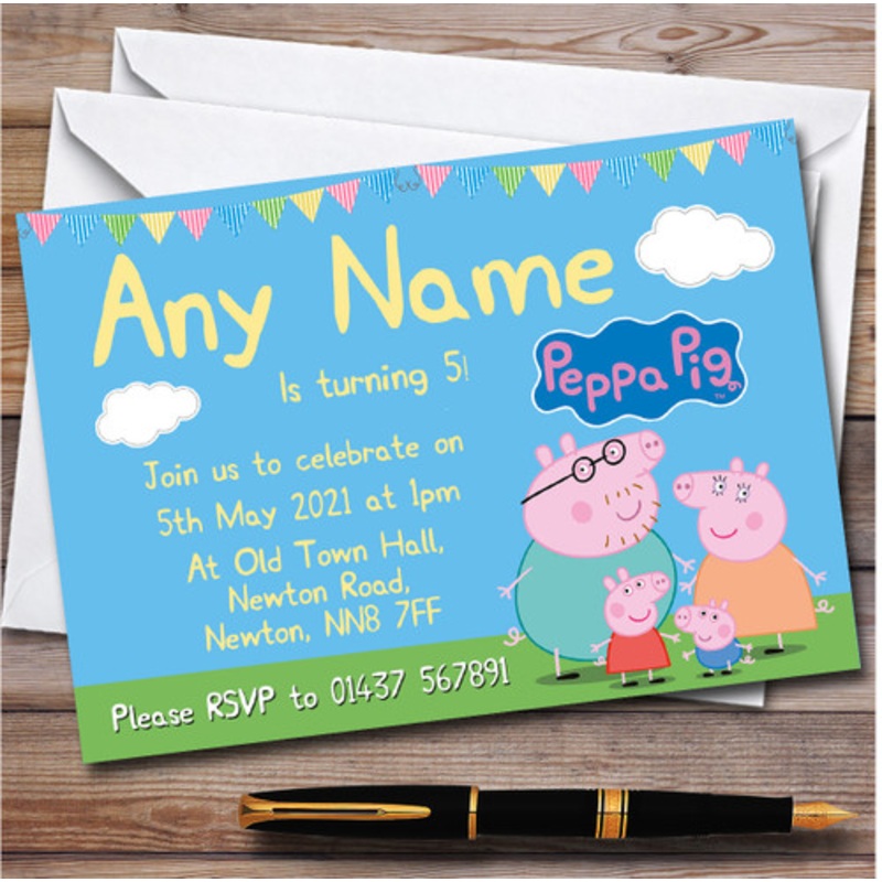 Peppa Pig Family Personalised Children’s Kids Birthday Party Invitations – The Card Zoo