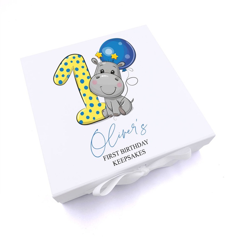 Personalised 1st birthday gift box baby boy keepsake memory box