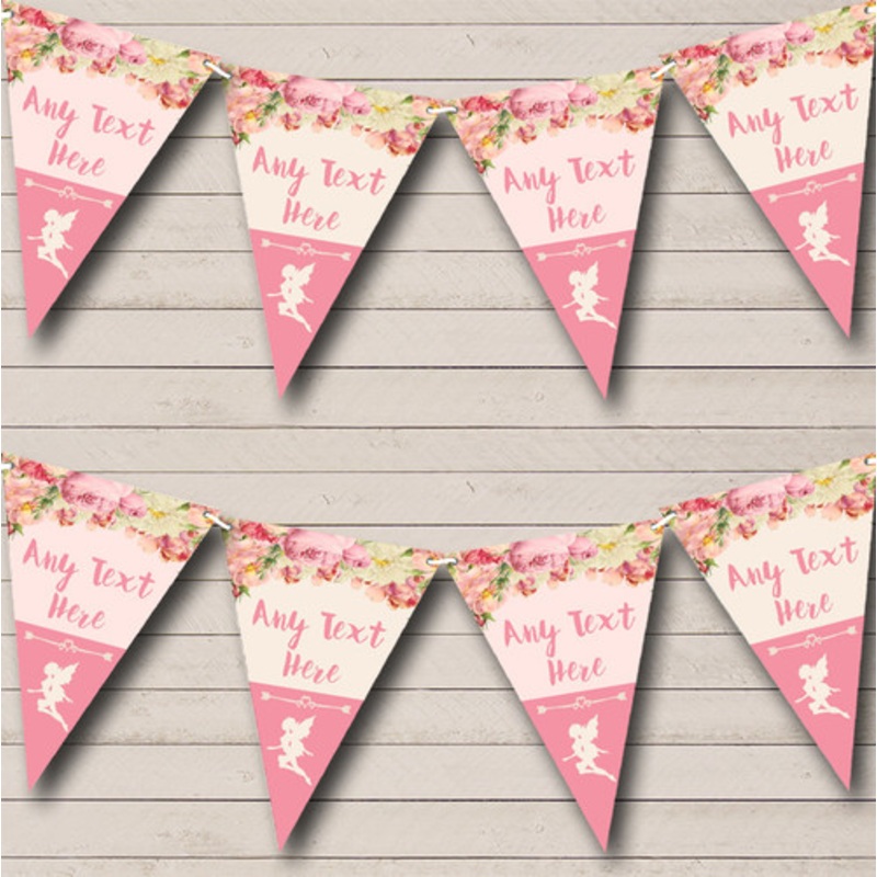 Pink Roses Fairy Personalised Children’s Party Bunting – The Card Zoo