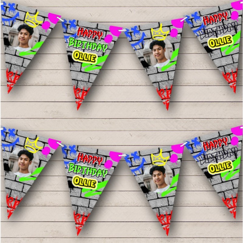 Boys Teen Birthday Graffiti Wall Spray Paint Photo Personalised Banner Bunting – The Card Zoo