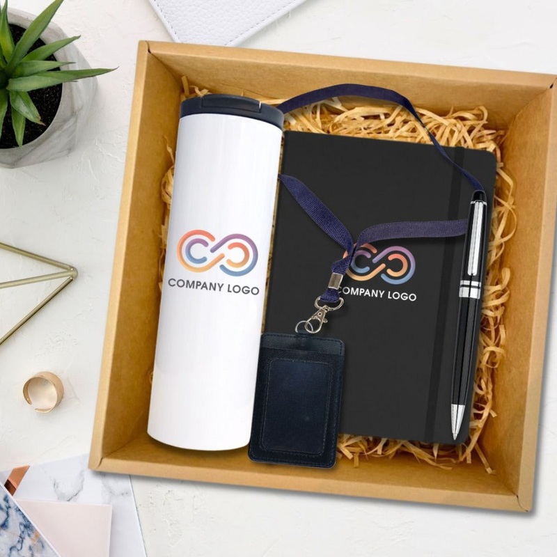 [Corporate Gift] – Customized Vacuum Flask, PU Journal, Pen Set & Badgeholder [with Company Logo] | (West Malaysia Delivery Only)