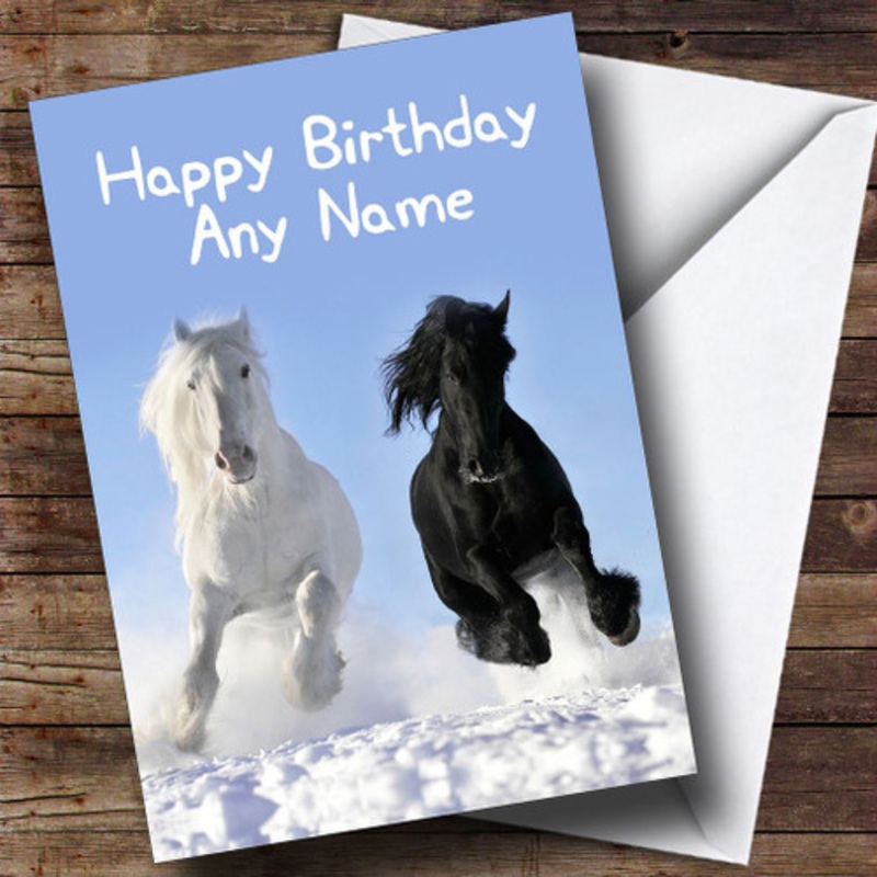 Grey and Black Horse Personalised Birthday Card – The Card Zoo