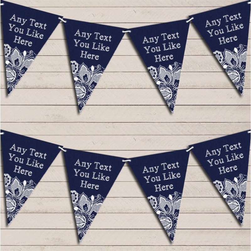 Navy Blue Burlap and Lace Birthday Bunting Garland Party Banner – The Card Zoo
