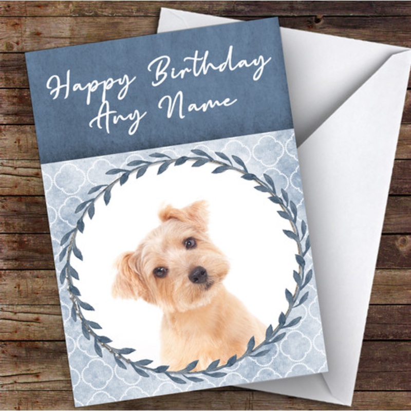 Norfolk Terrier Dog Blue Animal Personalised Birthday Card – The Card Zoo