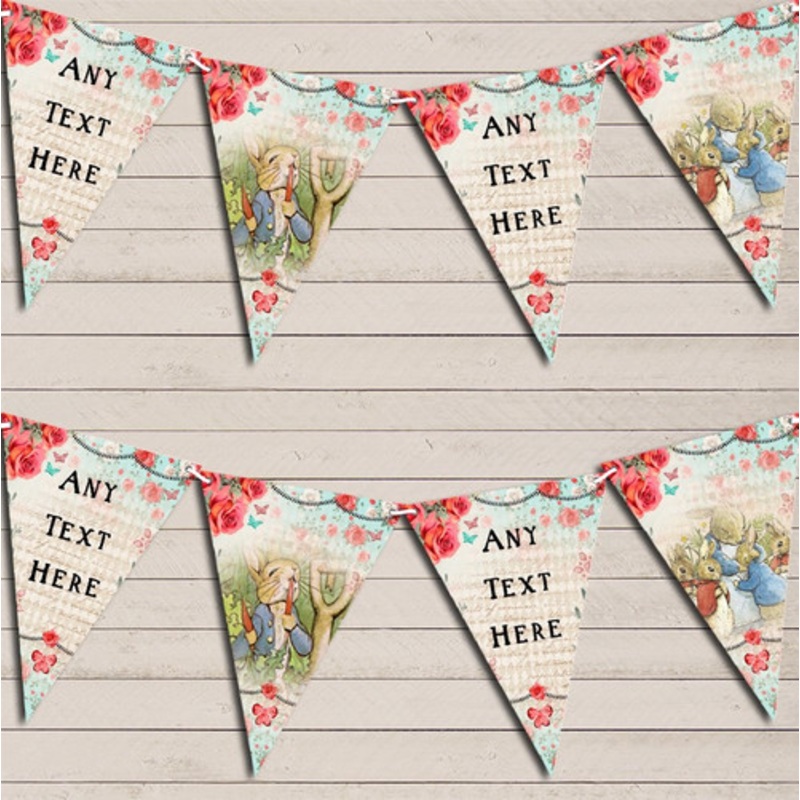Peter Rabbit Rustic Vintage Shabby Chic Floral Children’s Birthday Bunting – The Card Zoo