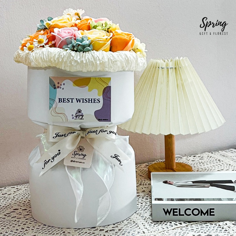 White Mix Rose Artificial Soap Flower Bouquet (Klang Valley Delivery Only)