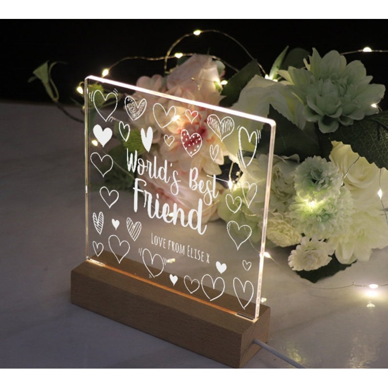 World’s Best Friend Personalised Night Light LED Lamp Gift